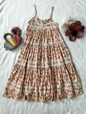The Great. Serenade Dress in Pale Pink Kerchief Rose Print Medium